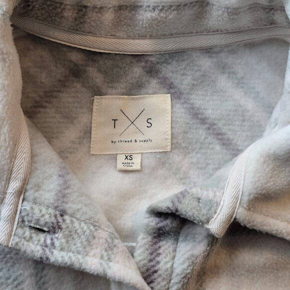THREAD & SUPPLY Crop Fleece Plaid Shirt Jacket XS NWOT - Picture 3 of 5